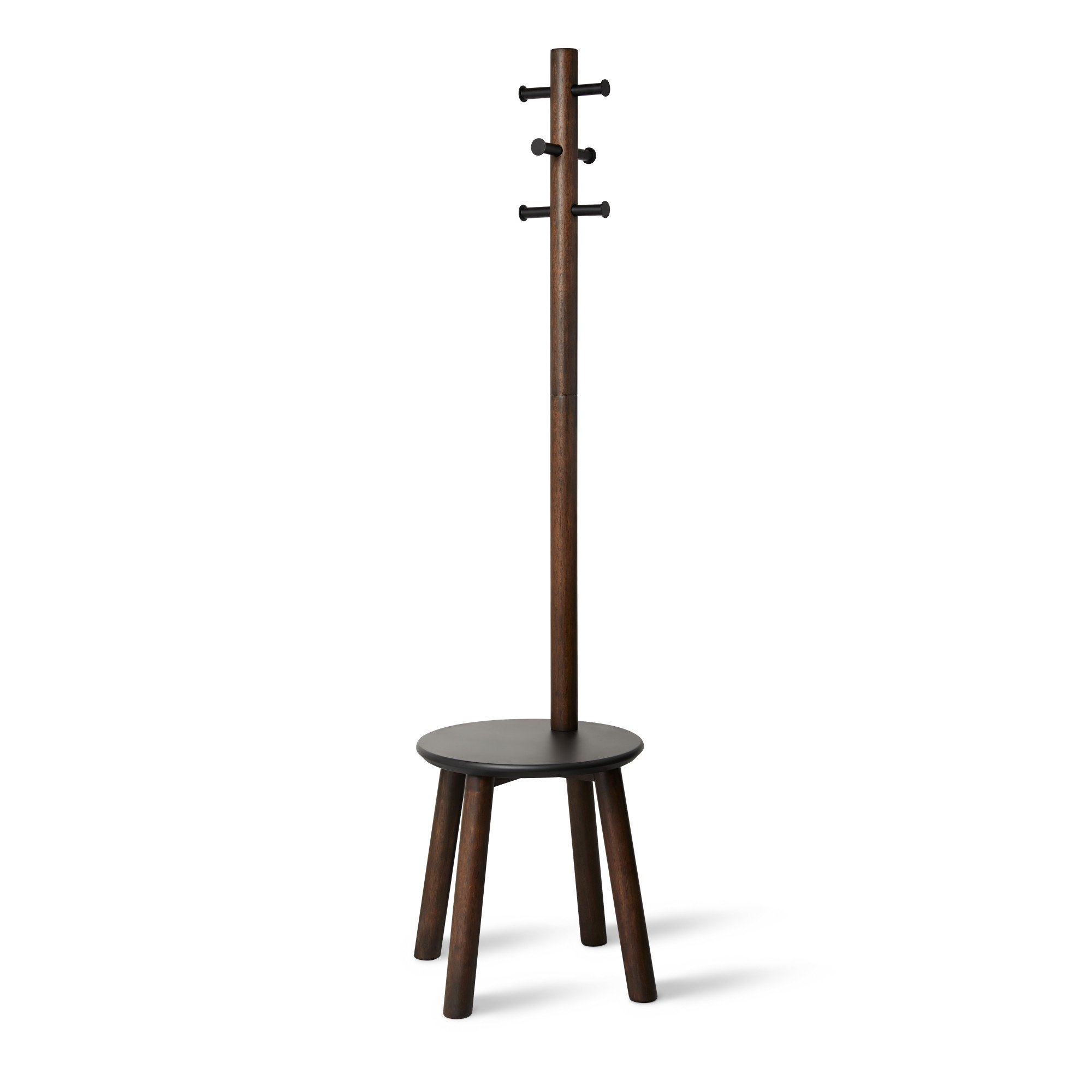 a coat rack attached to a stool