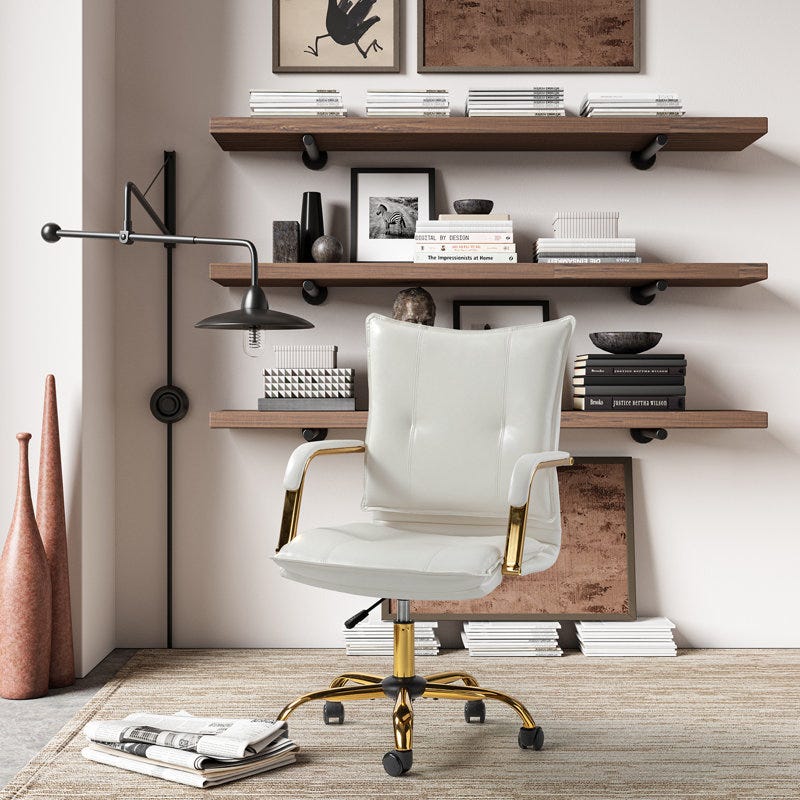 Faux leather office chair with padded armrests Faux leather office chair with padded armrests
