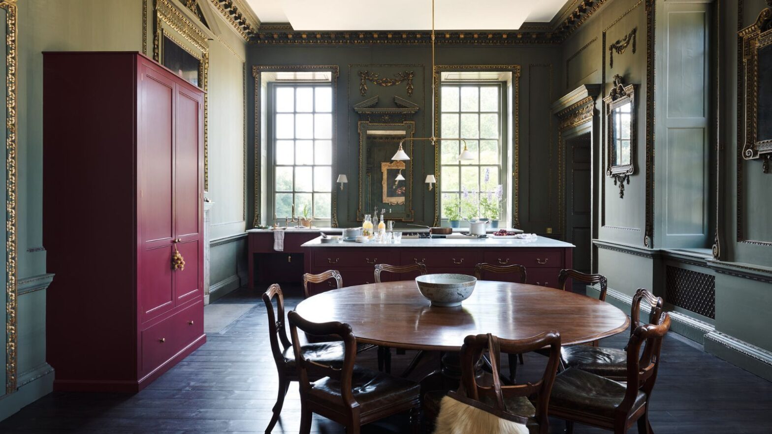 This elegant kitchen combines the two biggest color trends of 2026