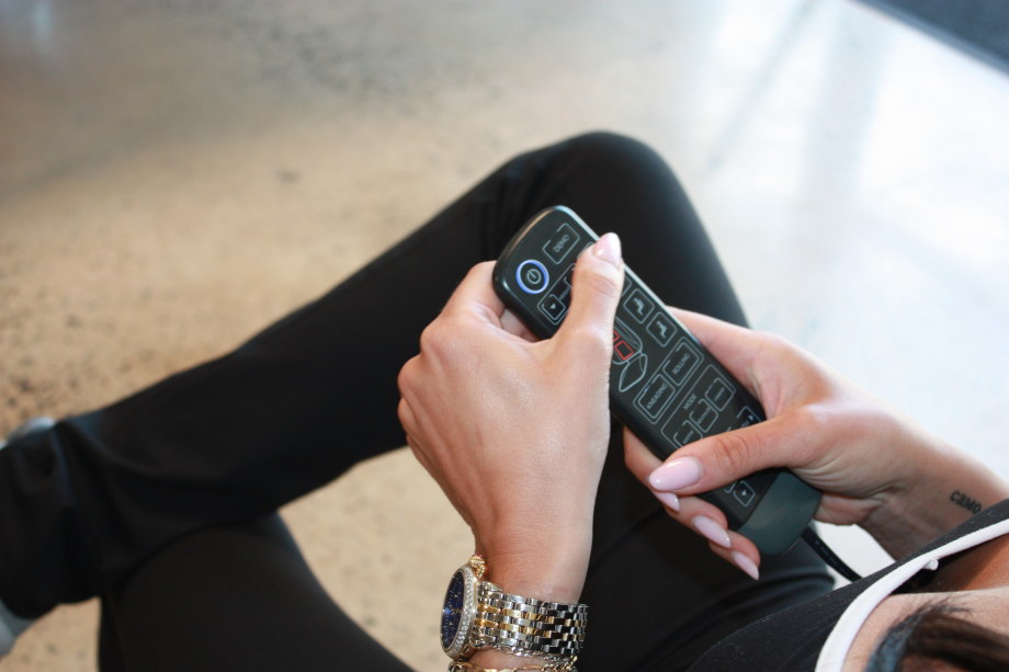 A close look at the controls of a Homedics massage chair