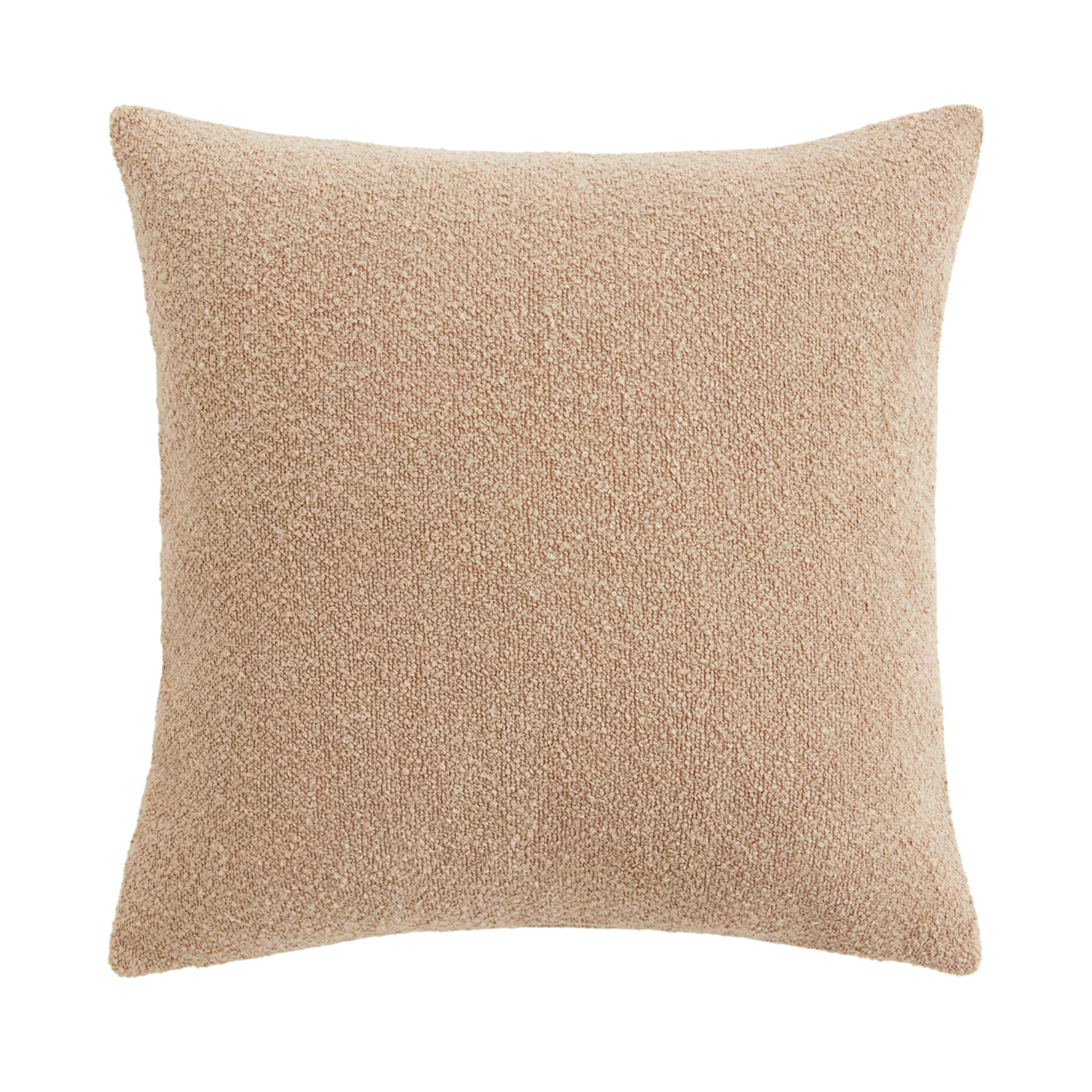 a brown bouclé throw pillow