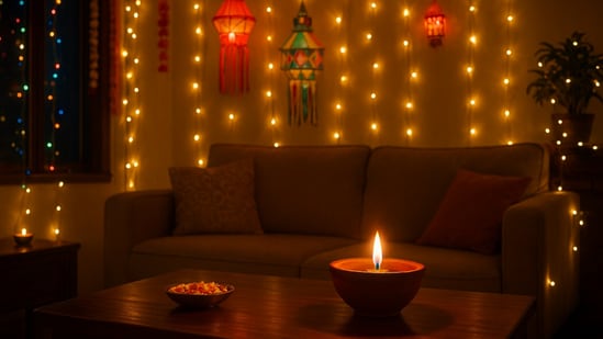 Transform your home with lively Diwali lights and give every corner a sparkling and festive charm this season. (Ki created)