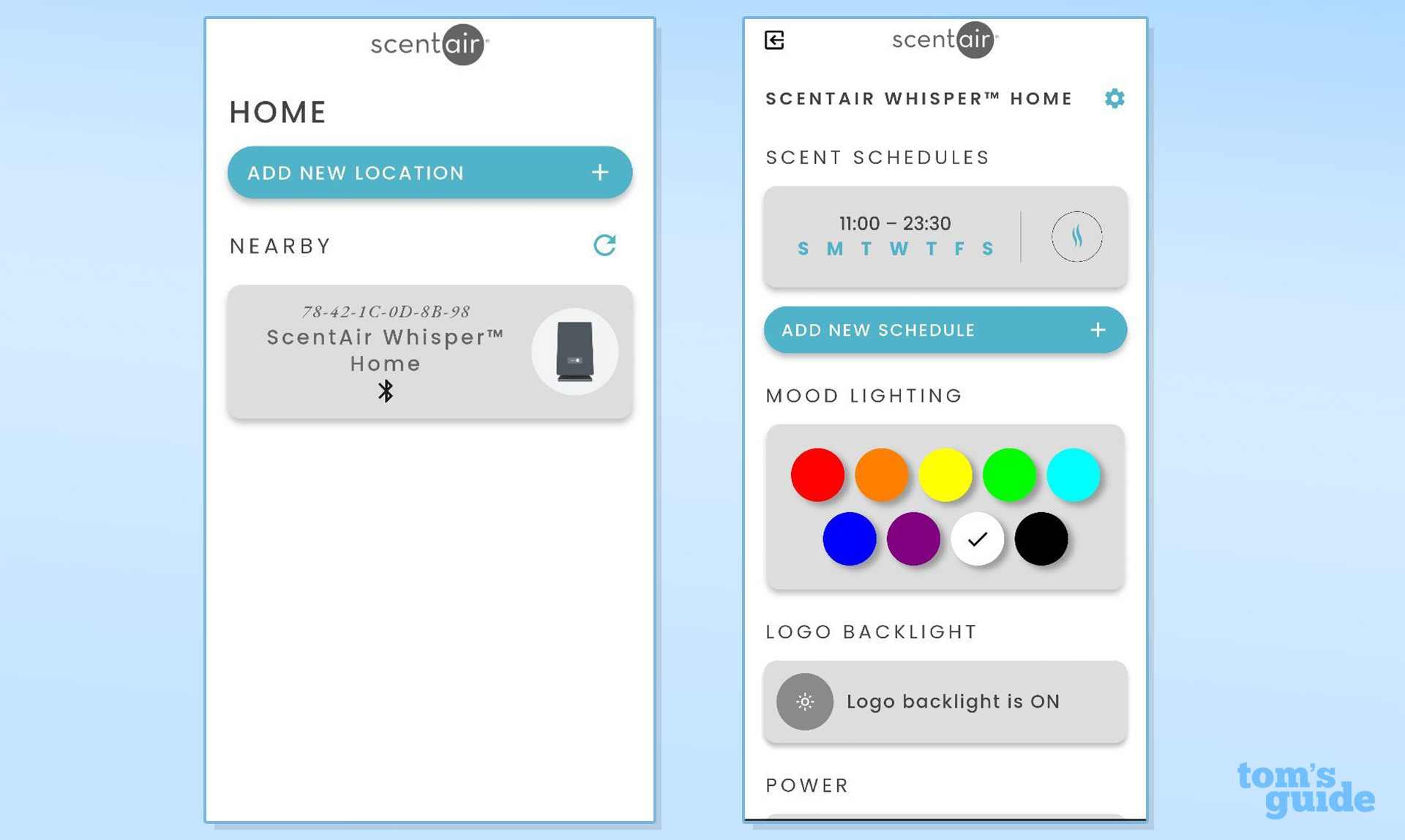 Scentair diffusor app screenshots