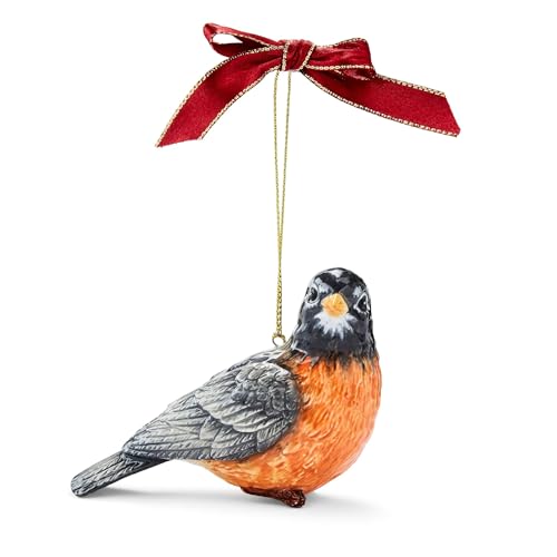 Spode Christmas Tree Robin Bird Ornament - Festive Holiday Decoration Novelty Bauble Seasonal Essential - Ideal Holiday Keepsake for Christmas - Ornament for Home Decoration